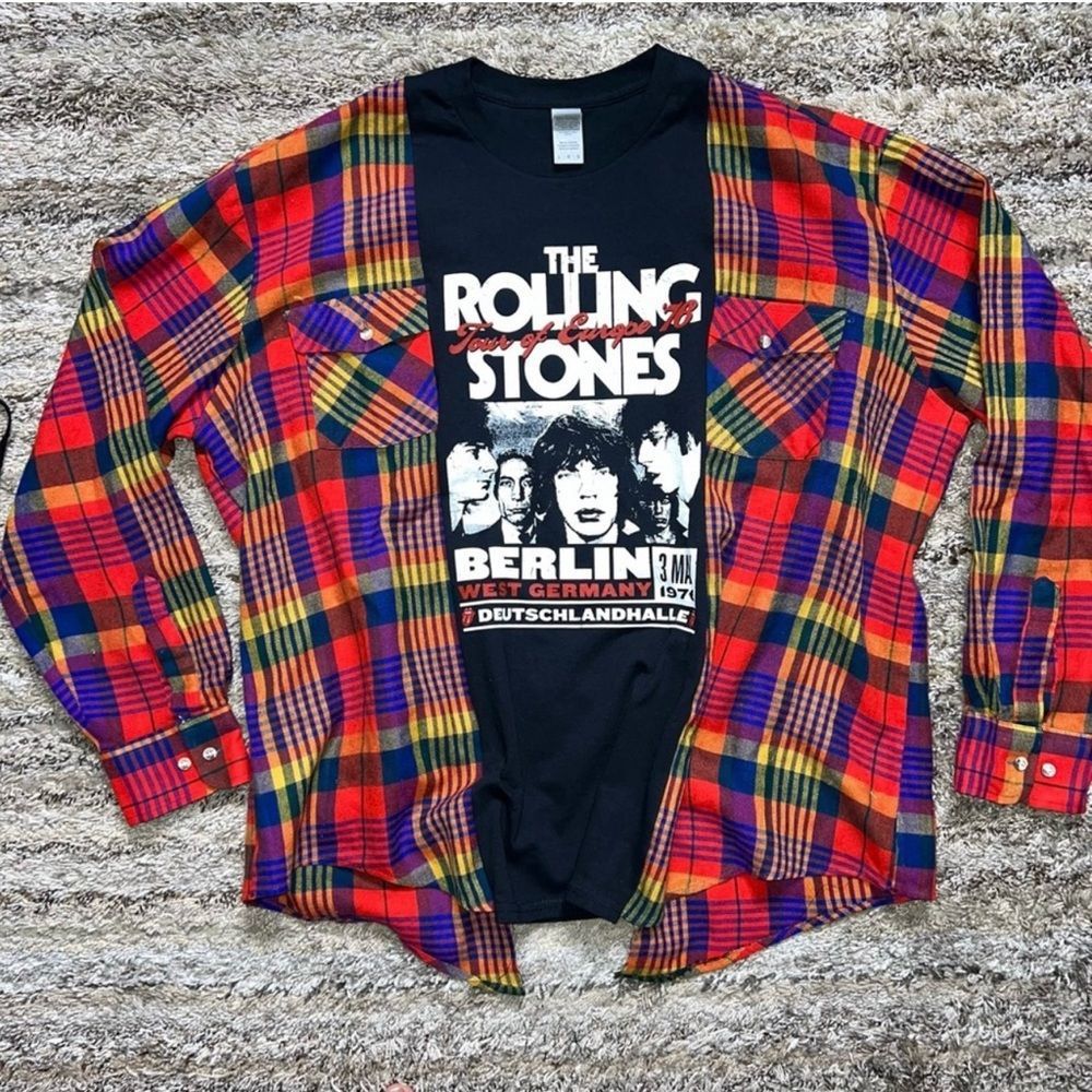 Reworked Rolling Stones Tee/Flannel